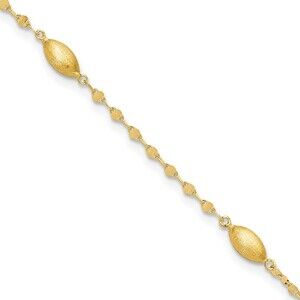 Kazi Luxury 14k Diamond-cut w/Satin Oval Beads Bracelet